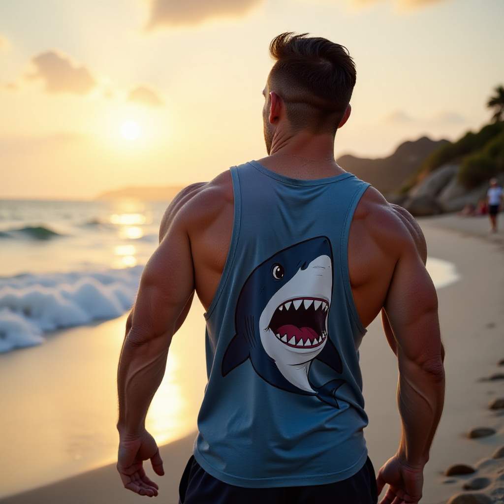 Standard Size Men's Shark Printed Vest