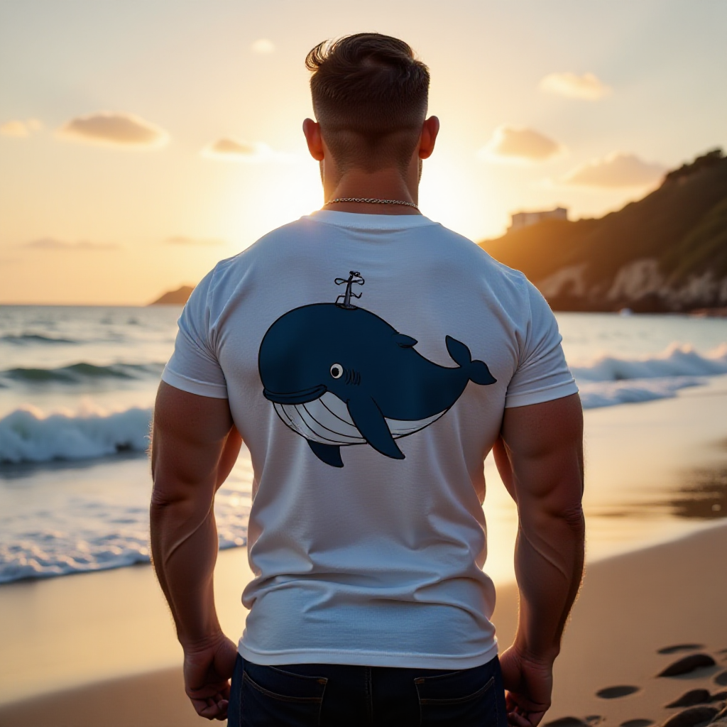 White T-shirt with whale print
